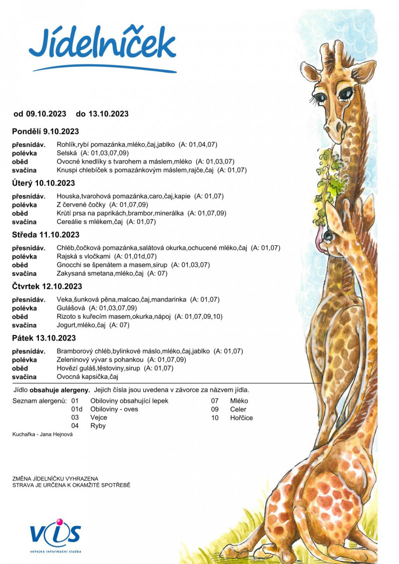 Jídelníček 9.10.-13.10.2023